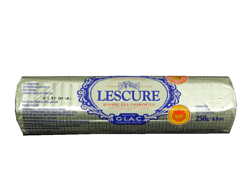 Butter Lescure Roll Semi Salted 250g Wiffens